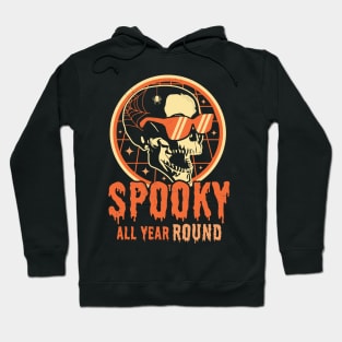 Spooky All Year Round - Funny Halloween Skull Skeleton Retro Hoodie